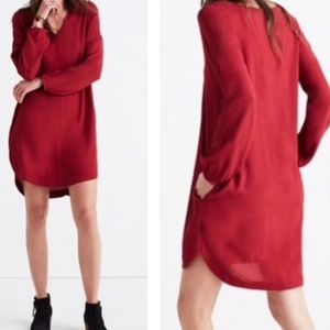 Madewell Long Sleeve Red Shirt Dress M
